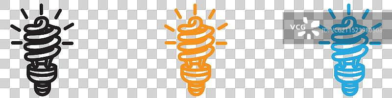 用于Web App UI的LED灯泡标志套装图片素材
