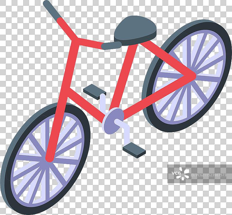 带有轮子和踏板的红色自行车2.5D图片素材