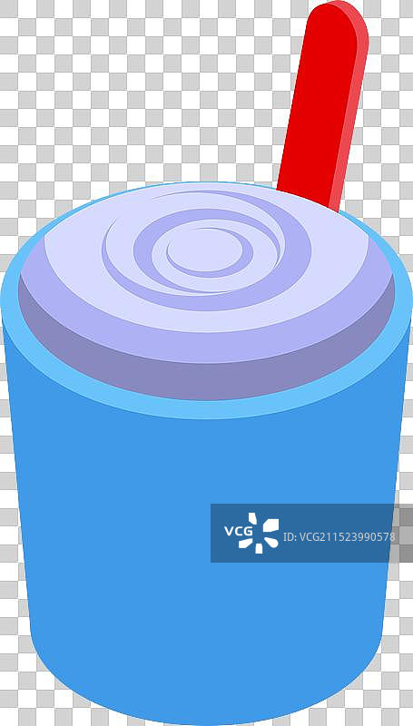 蓝色杯子盛放紫色漩涡状冻酸奶图片素材