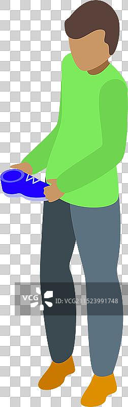 准备训练，手持鞋子的年轻男人图片素材