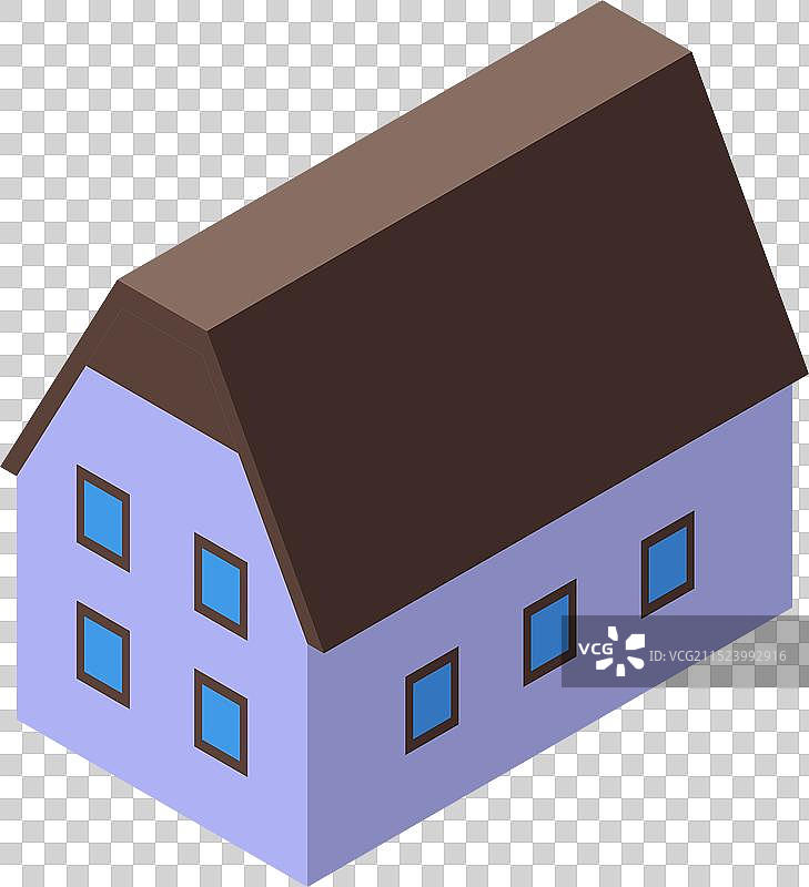 带有棕色屋顶的2.5D大型农舍图片素材