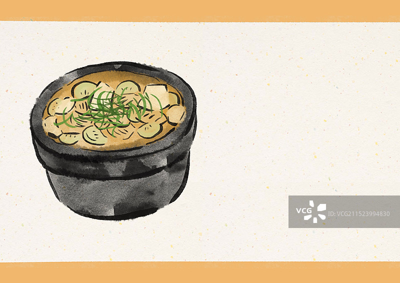 国潮风延吉美食插画-大酱汤图片素材