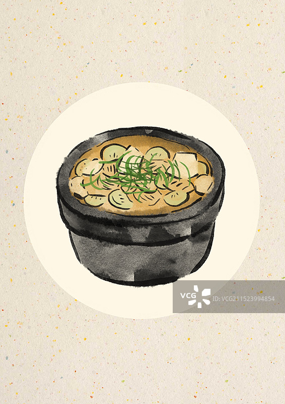 国潮风延吉美食插画-大酱汤图片素材