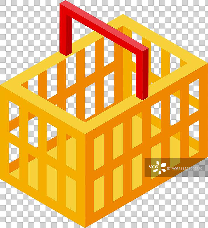 带红色手柄的空购物篮2.5D图图片素材