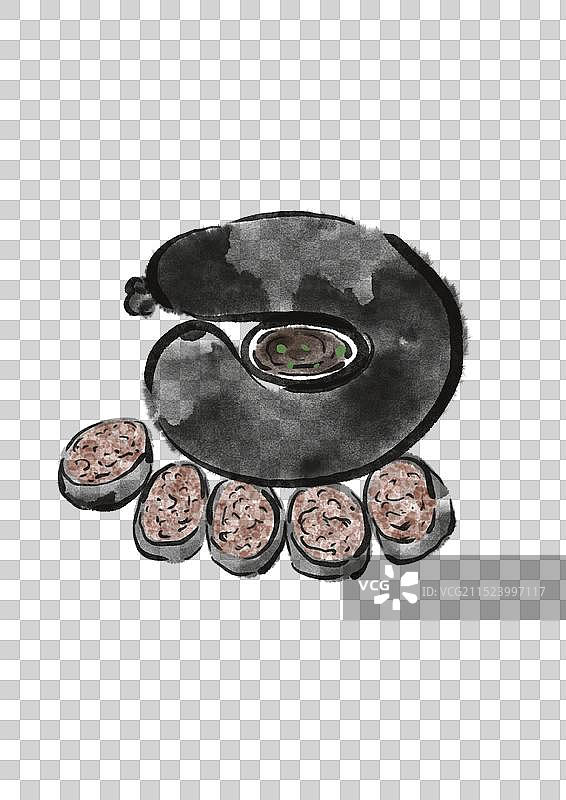 国潮风延吉美食插画元素-米肠图片素材