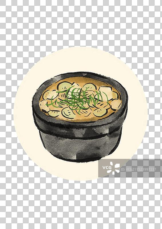 国潮风延吉美食插画元素-大酱汤图片素材