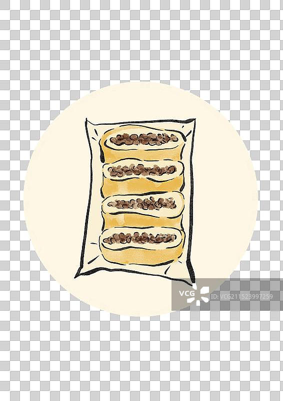 国潮风延吉美食插画元素-朝鲜打糕图片素材