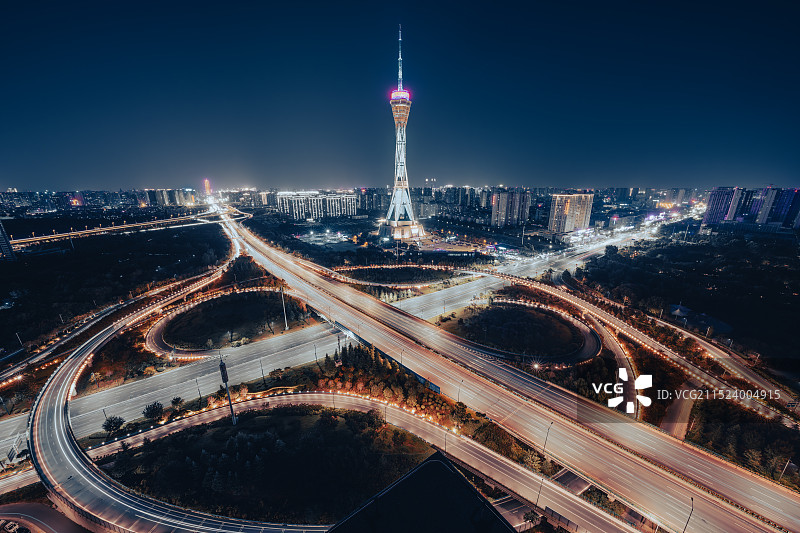 河南郑州中原福塔 FU Tower 河南广播电视塔高架桥高架路图片素材