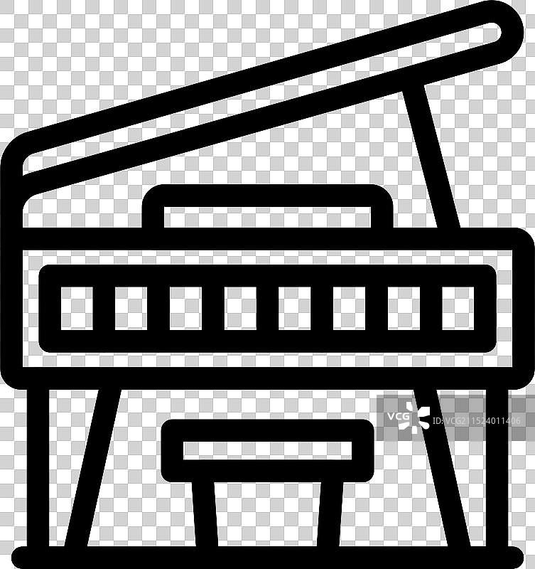 带凳子的经典立式钢琴等待演奏图片素材