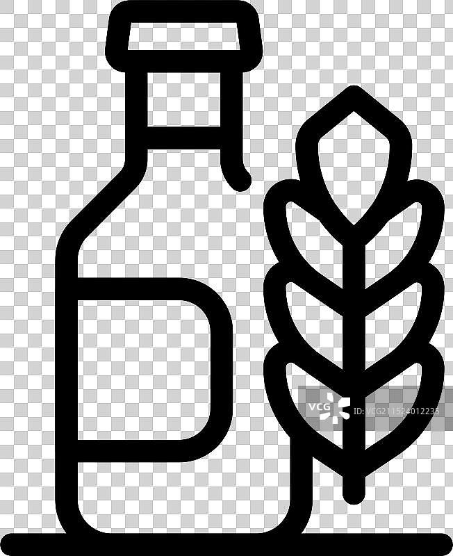 带麦穗的玻璃啤酒瓶图片素材