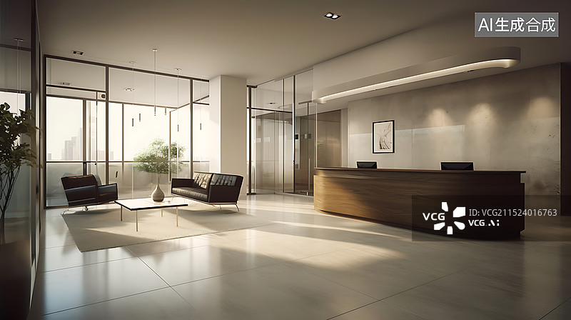 【AI数字艺术】银行柜台大堂室内设计布局展示背景图片素材