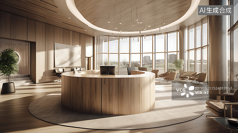 【AI数字艺术】银行柜台大堂室内设计布局展示背景图片素材