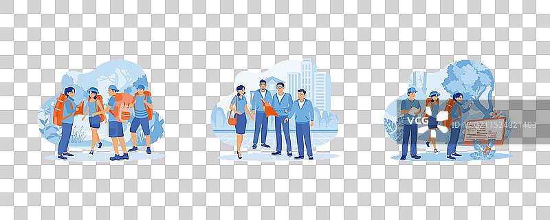 旅游指南概念：旅行者试图寻找图片素材