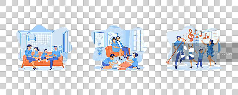 快乐的父母和孩子们开心地玩耍图片素材