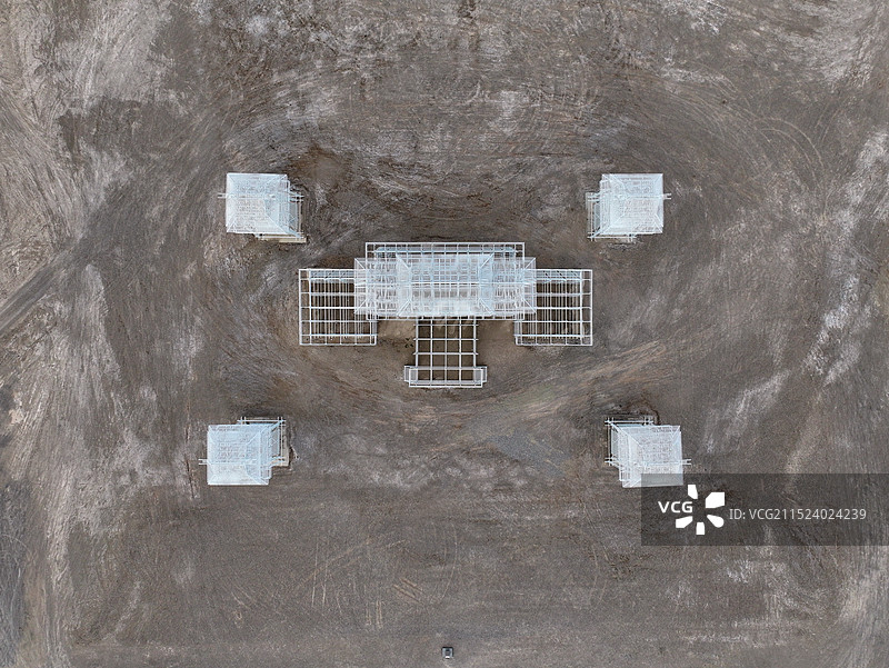 甘肃省酒泉市瓜州县户外主题雕塑无界海市蜃楼航拍图片素材