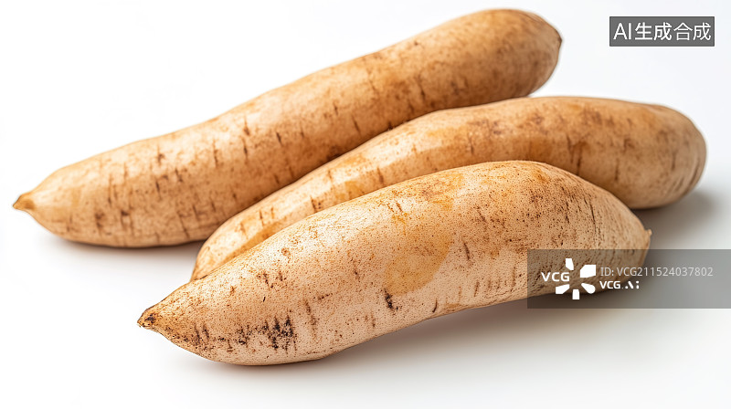 【AI数字艺术】白色背景下的新鲜蔬菜-白薯图片素材