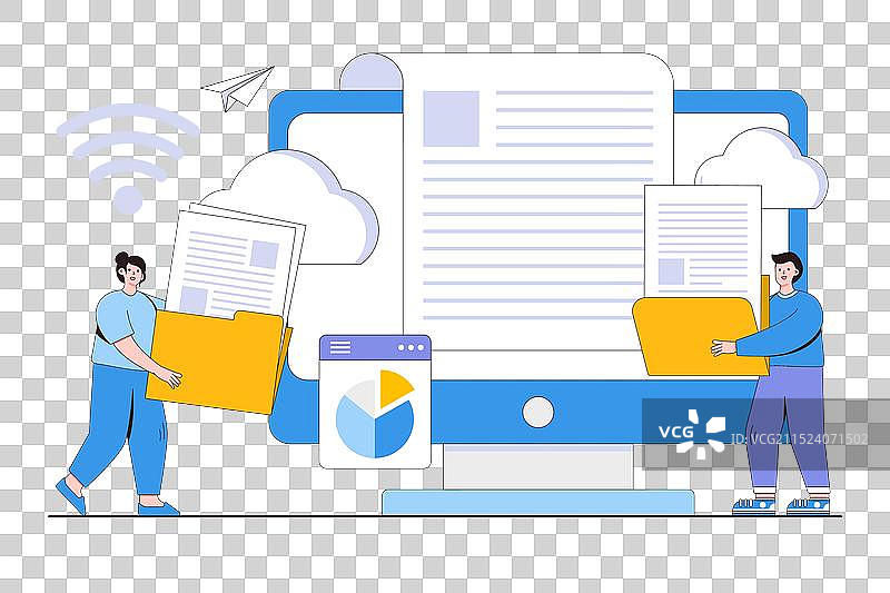 带有人物角色的扁平风格电子文档图片素材