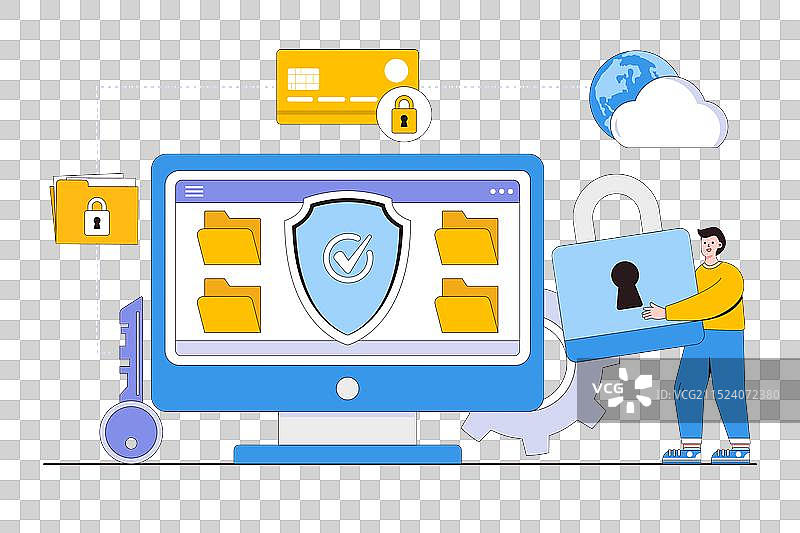 扁平风数据保护人物图片素材