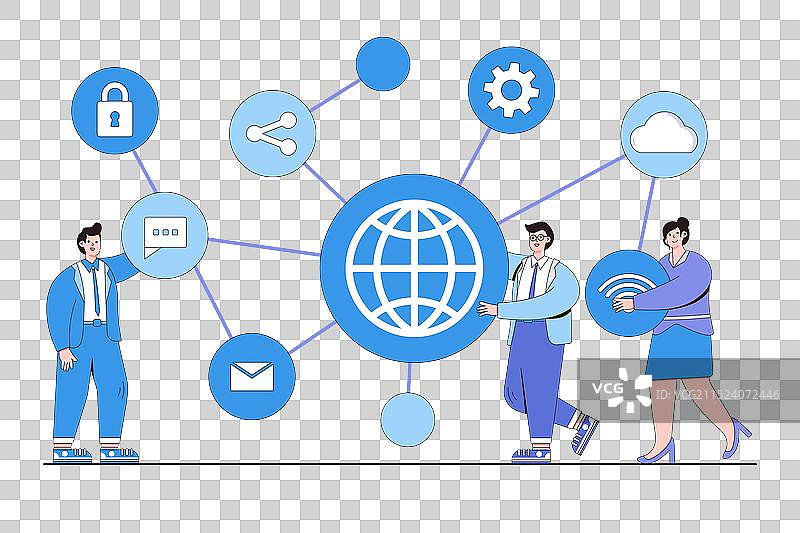 扁平风格商务人士与连接图标图片素材