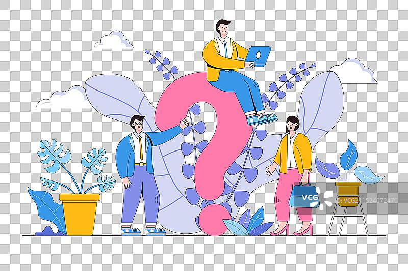 一群感到困惑的商务人士卡通图片素材