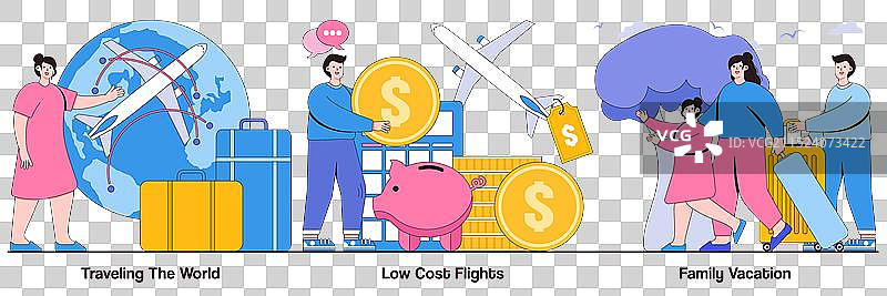 家庭廉价航班环游世界图片素材