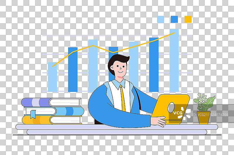 男性办公室工作人员研究信息图图片素材