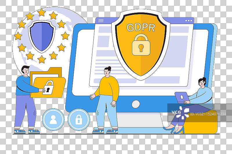 扁平人物保护商业数据法律图片素材