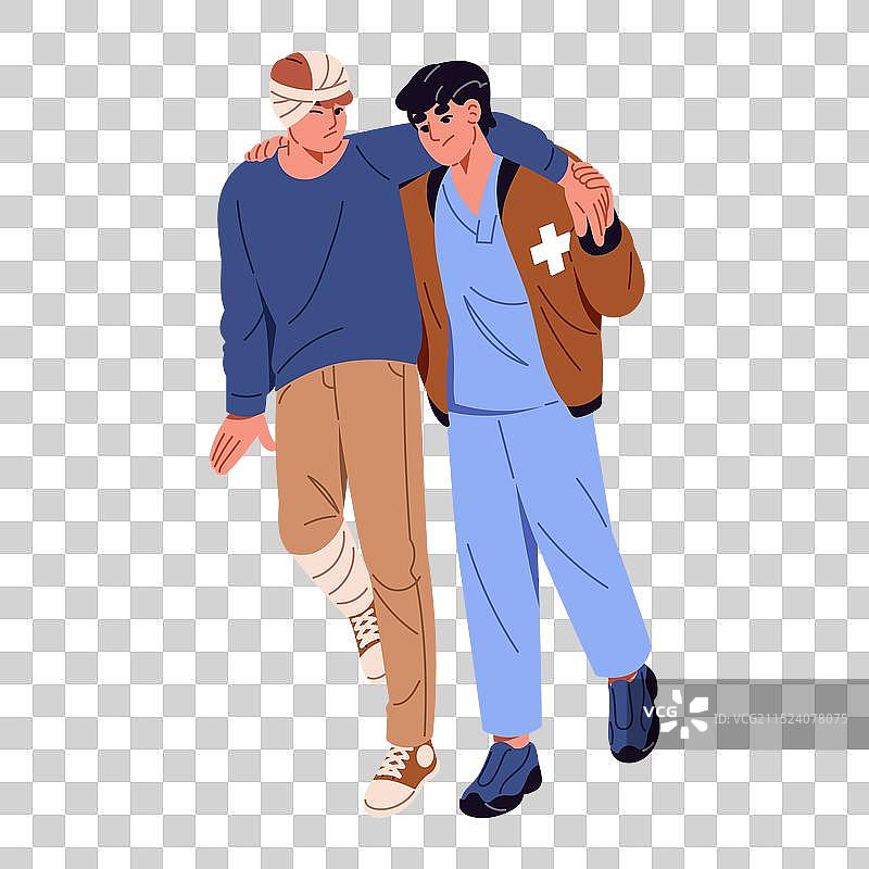 医生在事故中提供急救医疗帮助图片素材