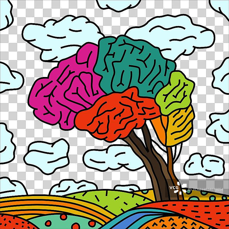 充满活力的树形大脑图片素材