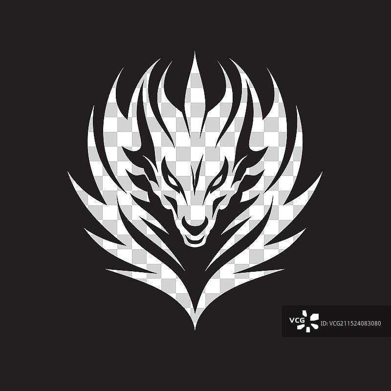 带龙史诗的火焰守夜头标志设计图片素材