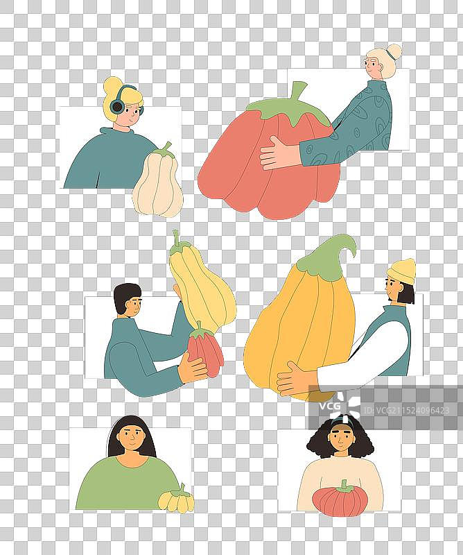 与南瓜相关的秋季蔬菜合集图片素材