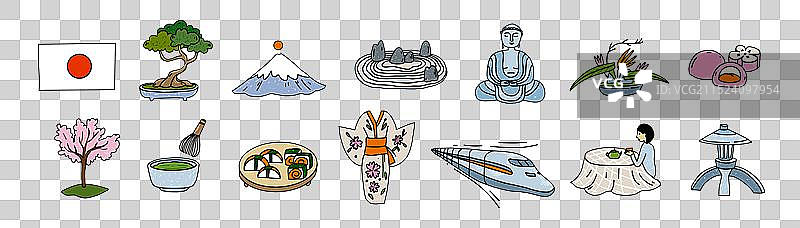 涂鸦卡通风格的日本地标图片素材