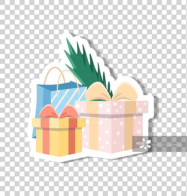 杉树枝下的圣诞礼物图片素材