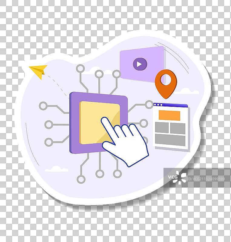 指向微芯片的手指管理视频播放器图片素材