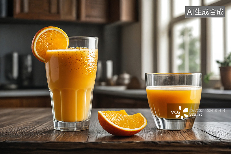 【AI数字艺术】新鲜橙汁图片素材