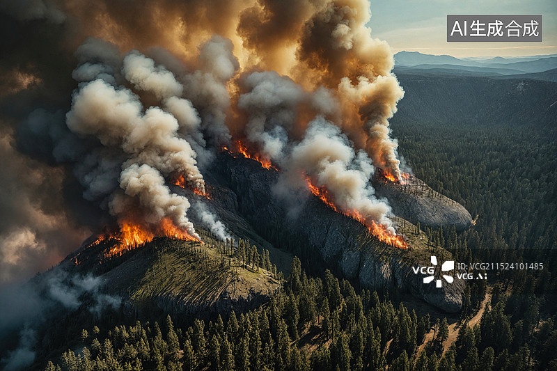 【AI数字艺术】森林大火肆虐图片素材