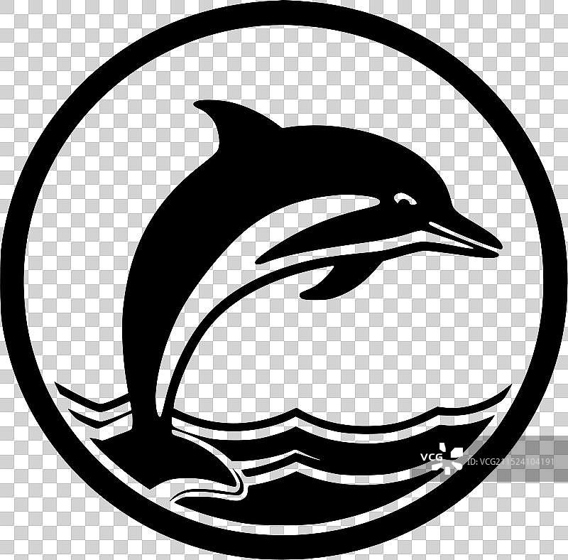 黑白海豚隔离图标图片素材