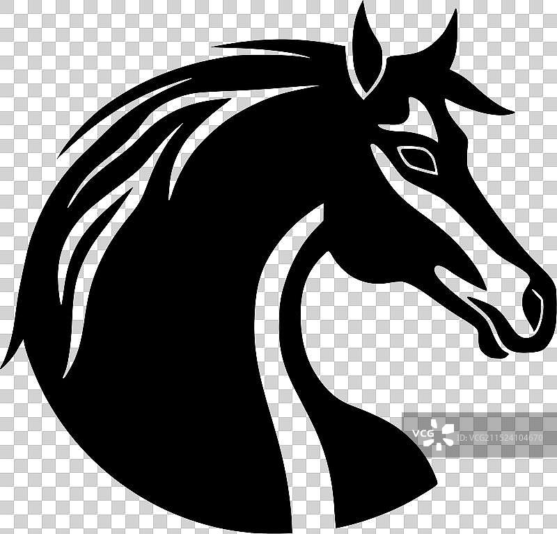 黑白马匹隔离图标图片素材