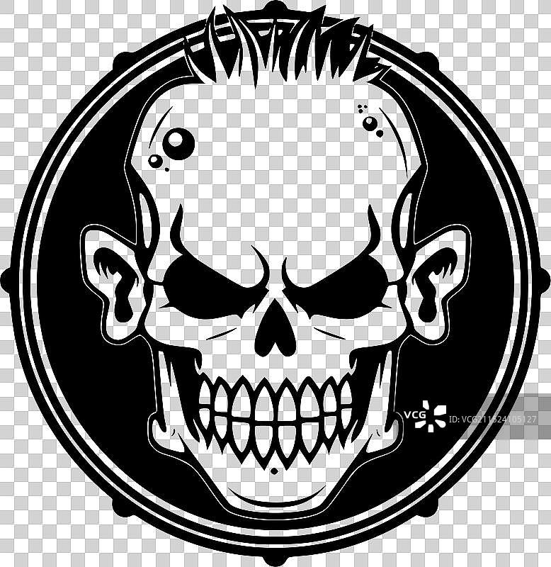 骷髅 - 极简风格的平面标志图片素材