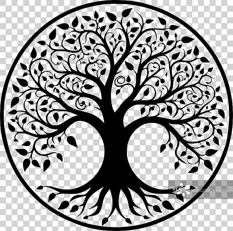 树 - 黑白隔离图标图片素材