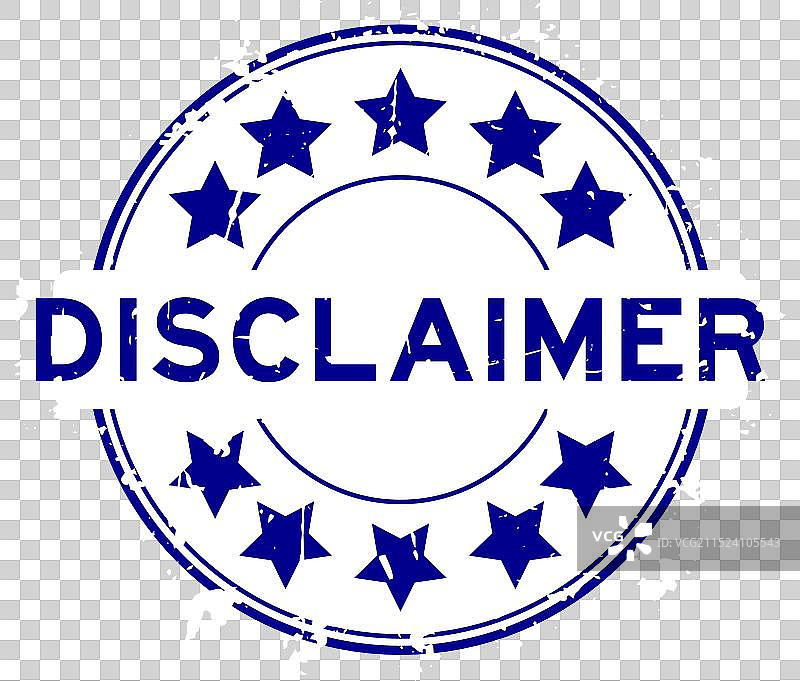 蓝色复古风格星标图标免责声明词语圆形印章图片素材
