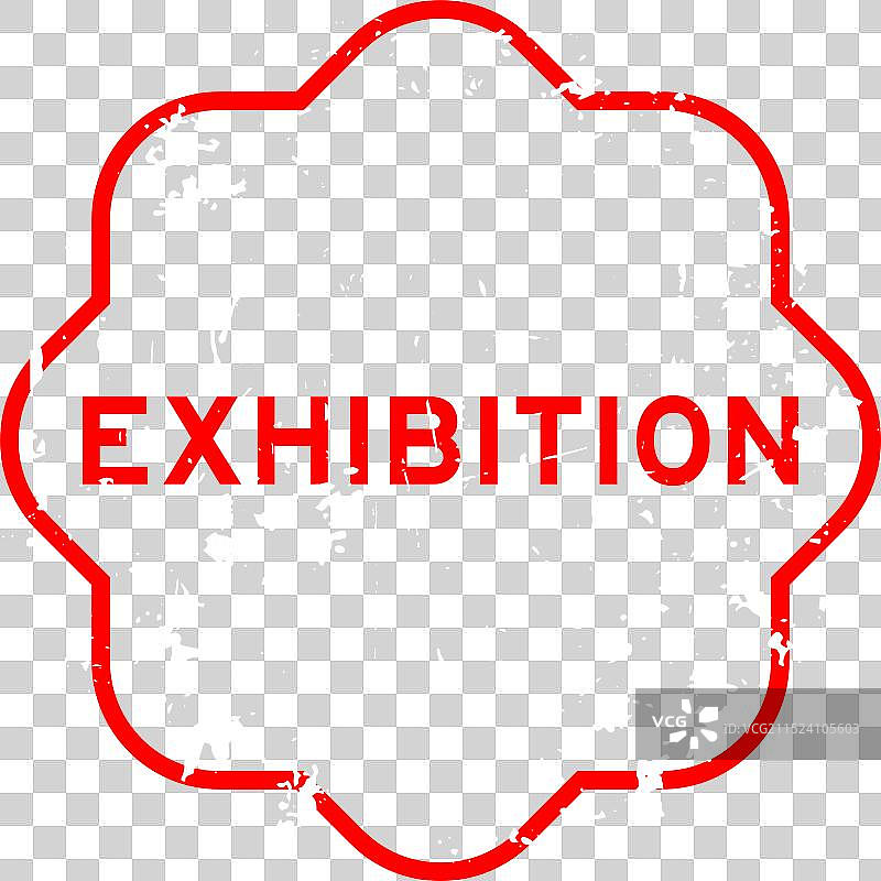 红色Grunge风格“展览”文字橡胶印章图片素材
