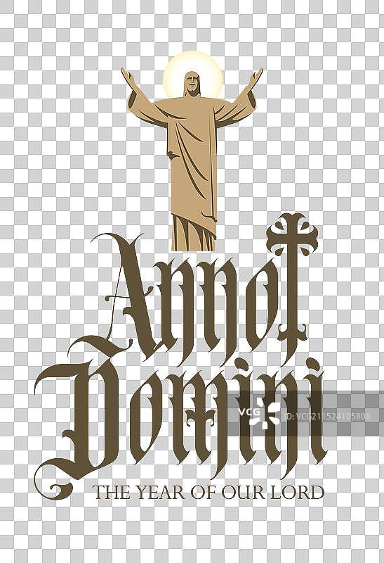 带有耶稣基督的拉丁语短语Anno Domini图片素材