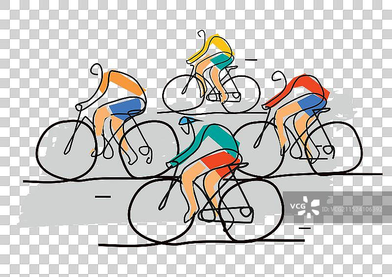 自行车比赛线条艺术风格图片素材