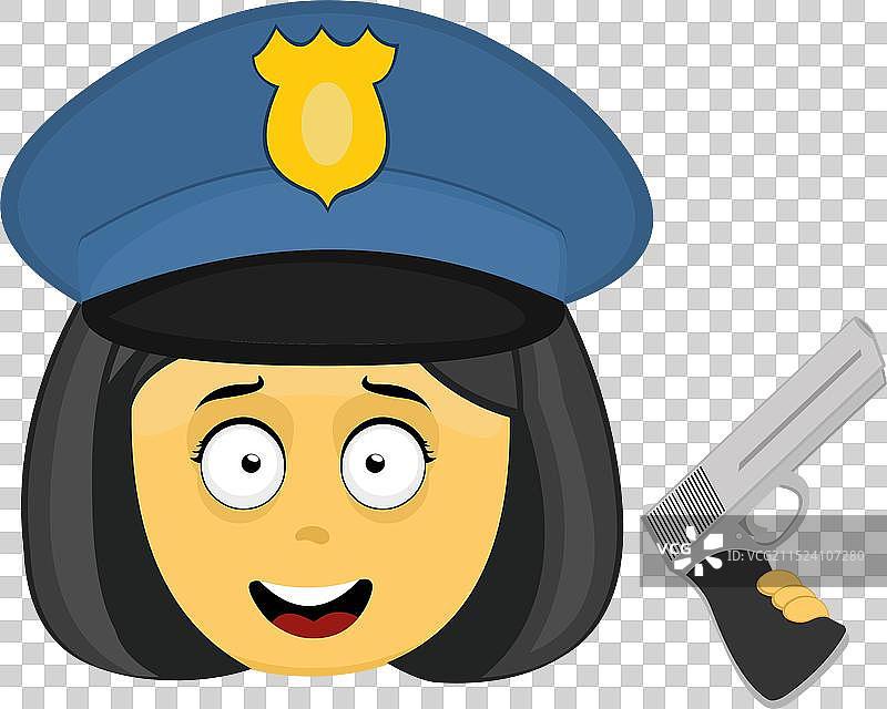 女警察手枪表情符号图片素材