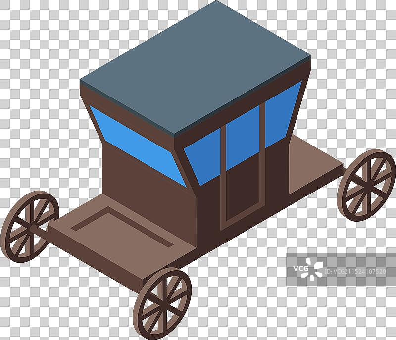 白色背景上的古老木制马车图片素材