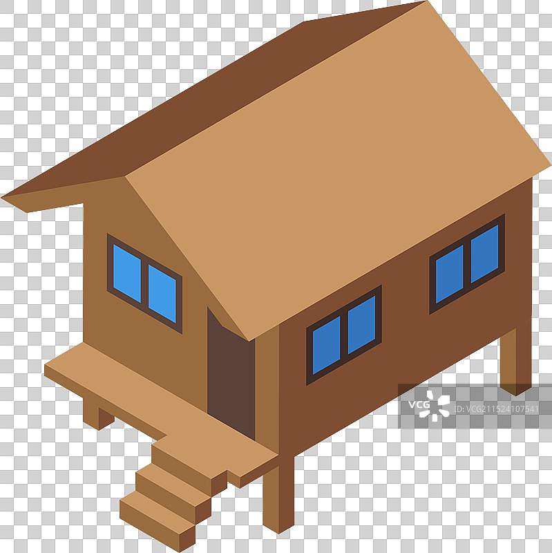 白色背景上的木制高脚屋图片素材