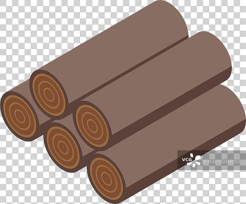 2.5D堆叠的五根木头图片素材