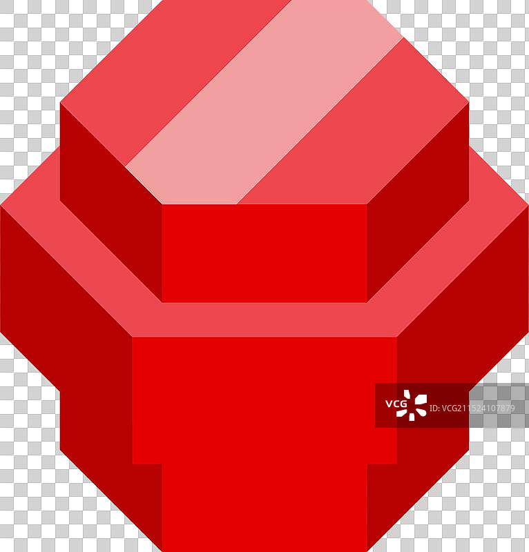 红色六边形构成数字3的3D渲染图片素材