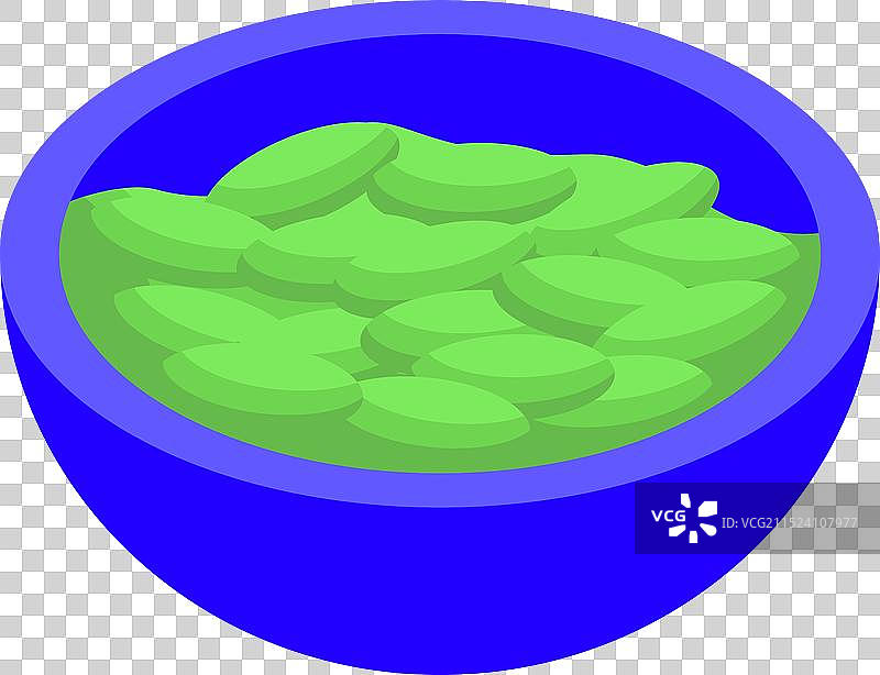 装满绿色芥末酱的蓝色碗2.5D图片素材